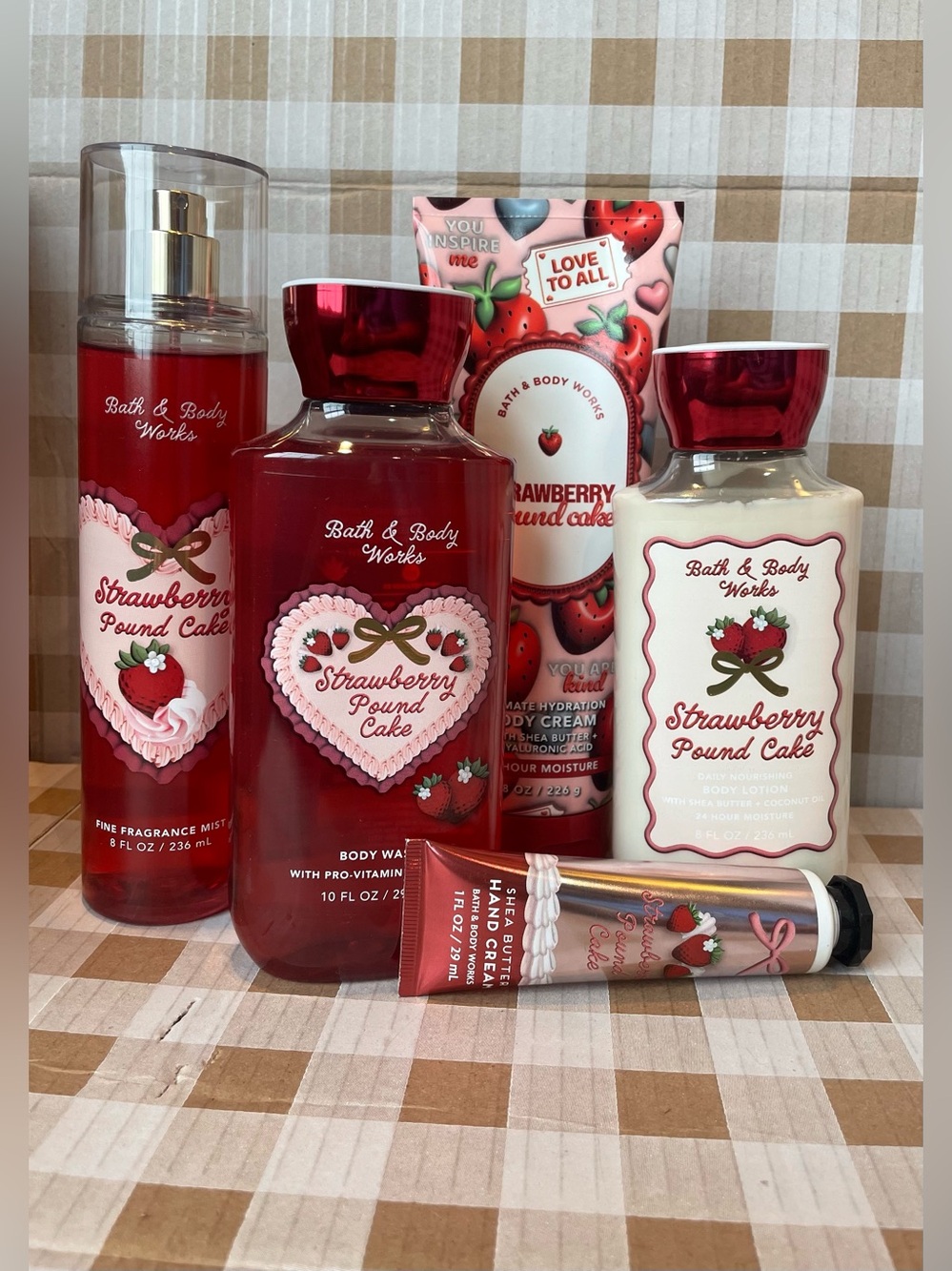 NEW Bath & Body Works Strawberry Pound Cake Body Care Set